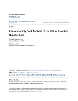 Interoperability Cost Analysis of the U.S. Automotive Supply Chain
