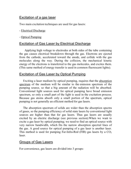 Excitation of a Gas Laser