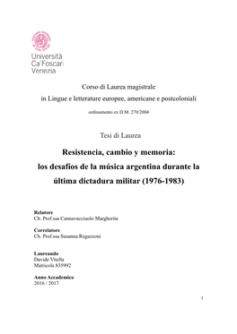 Los Desafíos De La Música Argentina Durante La Última Dictadura Militar (1976-1983)
