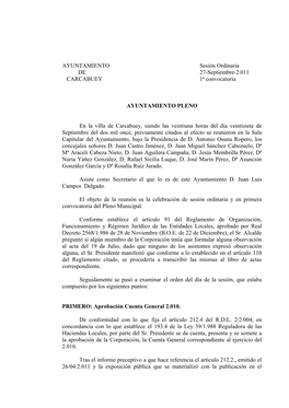 Moción Ayuntamiento De Priego Sobre Juzgado De Esa Localidad