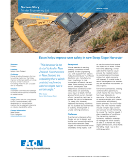 Eaton Helps Improve User Safety in New Steep Slope Harvester