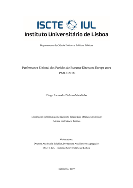 Performance Eleitoral Dos Partidos De Extrema-Direita Na Europa Entre 1990 E 2018