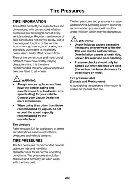 Tire Pressures