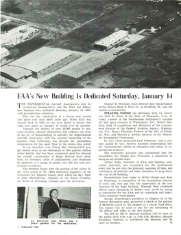 EAA's New Building Is Dedicated Saturday, January 14