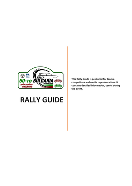 Rally Guide Is Produced for Teams, Competitors and Media Representatives