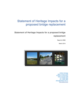 Statement of Heritage Impacts for a Proposed Bridge Replacement