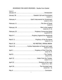 REVERENCE for GOD's PROMISES: Studies from Ezekiel