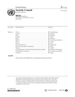 Security Council Seventy-Sixth Year 8826Th Meeting Wednesday, 28