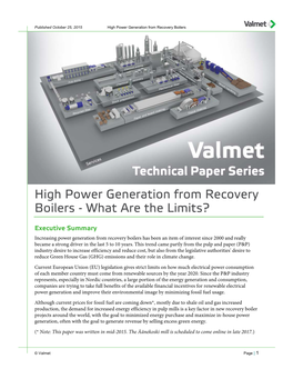 High Power Generation from Recovery Boilers