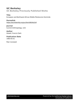 European and Northwest African Middle Pleistocene Hominids