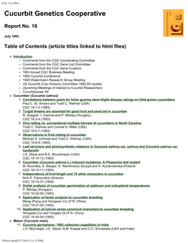 CGC 16 (1993) Cucurbit Genetics Cooperative