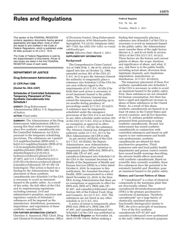 DEA 21 CFR Part 1308 Synthetic Cannabinoids