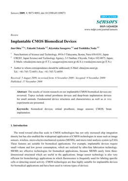 Sensors 2009, 9, 9073-9093; Doi:10.3390/S91109073 OPEN ACCESS Sensors ISSN 1424-8220