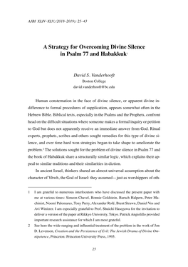 A Strategy for Overcoming Divine Silence in Psalm 77 and Habakkuk1