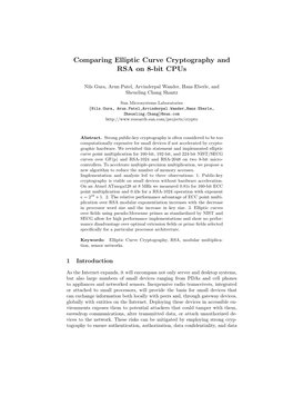 Comparing Elliptic Curve Cryptography and RSA on 8-Bit Cpus