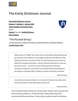 The Emily Dickinson Journal