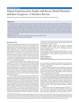 Stigma Experienced by People with Severe Mental