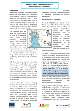 The Sixth DIPECHO Action Plan for South Asia Is One of The