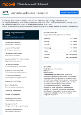 21 Bus Dienstrooster & Lijnroutekaart