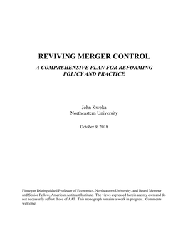 Reviving Merger Control