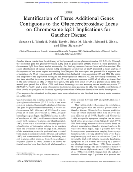 Identification of Three Additional Genes Contiguous to the Glucocerebrosidase Locus on Chromosome 1Q21: Implications for Gaucher Disease Suzanne L