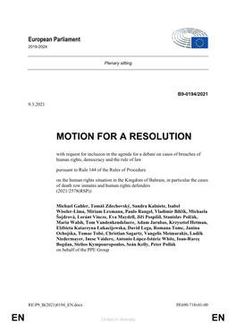 En En Motion for a Resolution