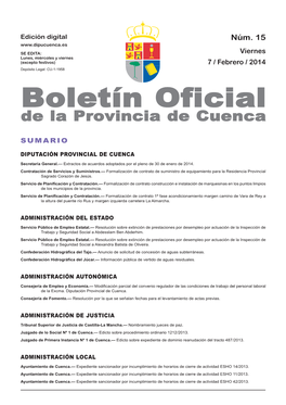 Boletín Oficial De L a Provincia De Cuenca