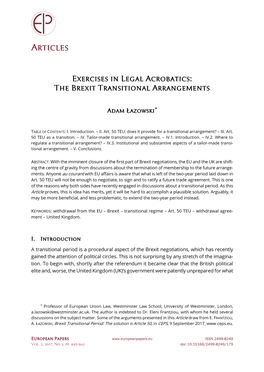 Exercises in Legal Acrobatics: the Brexit Transitional Arrangements