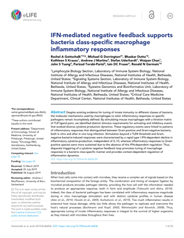 IFN-Mediated Negative Feedback Supports Bacteria Class-Specific Macrophage Inflammatory Responses