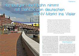 Hamburger Hochbahn Nimmt Mit Benex Den Deutschen SPNV-Markt Ins Visier