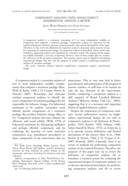 Component Analyses Using Single-Subject Experimental Designs: a Review