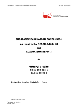 Furfuryl Alcohol EC No 202-626-1 CAS No 98-00-0