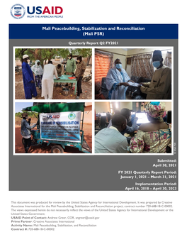 Mali Peacebuilding, Stabilization and Reconciliation (Mali PSR)
