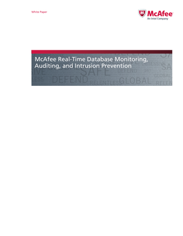 Mcafee Real-Time Database Monitoring, Auditing, and Intrusion