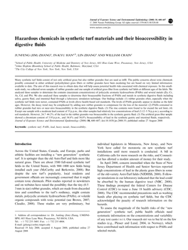 Hazardous Chemicals in Synthetic Turf Materials and Their Bioaccessibility in Digestive ﬂuids