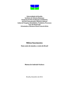 Milton Nascimento: Num Canto Do Mundo, O Conto Do Brasil