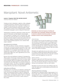 Maropitant: Novel Antiemetic