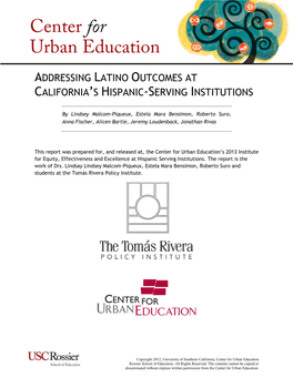 Addressing Latino Outcomes at California's Hispanic-Serving