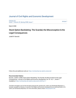 Stock Option Backdating: the Scandal, the Misconception & the Legal Consequences