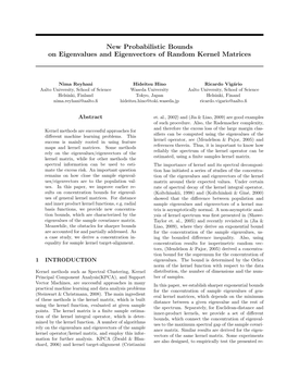 New Probabilistic Bounds on Eigenvalues and Eigenvectors of Random Kernel Matrices