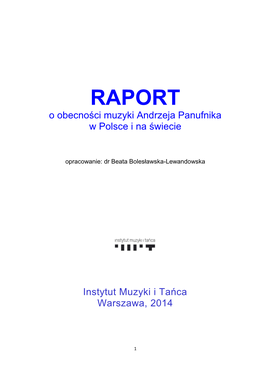 RAPORT O Obecności Muzyki Andrzeja Panufnika W Polsce I Na Świecie