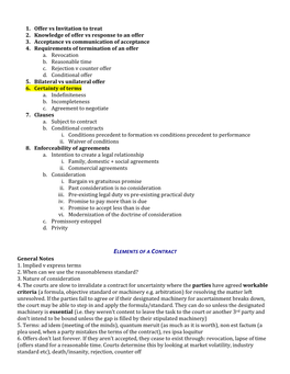 1. Offer Vs Invitation to Treat 2. Knowledge of Offer Vs Response to an Offer 3