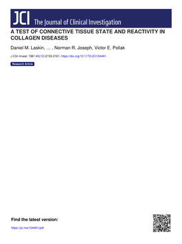 A Test of Connective Tissue State and Reactivity in Collagen Diseases