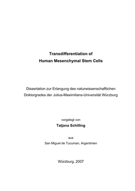 Transdifferentiation of Human Mesenchymal Stem Cells