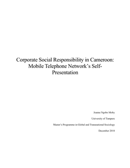 Corporate Social Responsibility in Cameroon: Mobile Telephone Network’S Self- Presentation