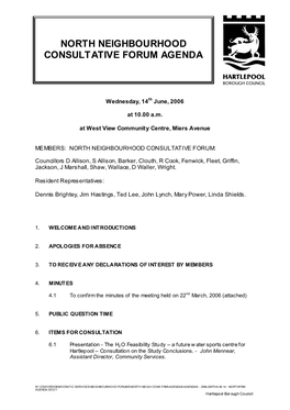 North Neighbourhood Consultative Forum Agenda