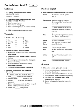 End-Of-Term Test 2 Listening Practical English