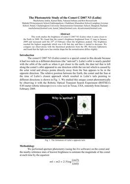 The Photometric Study of the Comet C/2007 N3 (Lulin)