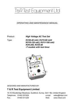 KV30-40 and KV15-80 Manual