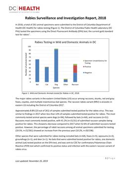 Rabies Surveillance and Investigation Report, 2018